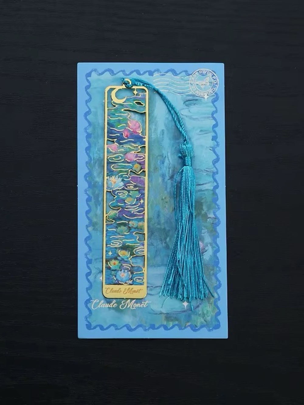 Decorative Floral & Patterned Metal Tassel Bookmark - Blue/Gold/Green - Picture 8 of 10